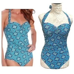 Spanx Assests Fiesta Tile One Piece Swimsuit Size Small Colorful Water Beach